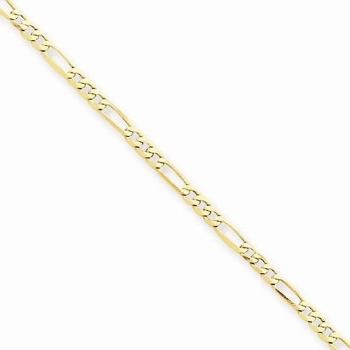 14K SOLID YELLOW GOLD FIGARO LINK CHAIN BRACELET / ANKLET 9" 2mm 1.7 grams