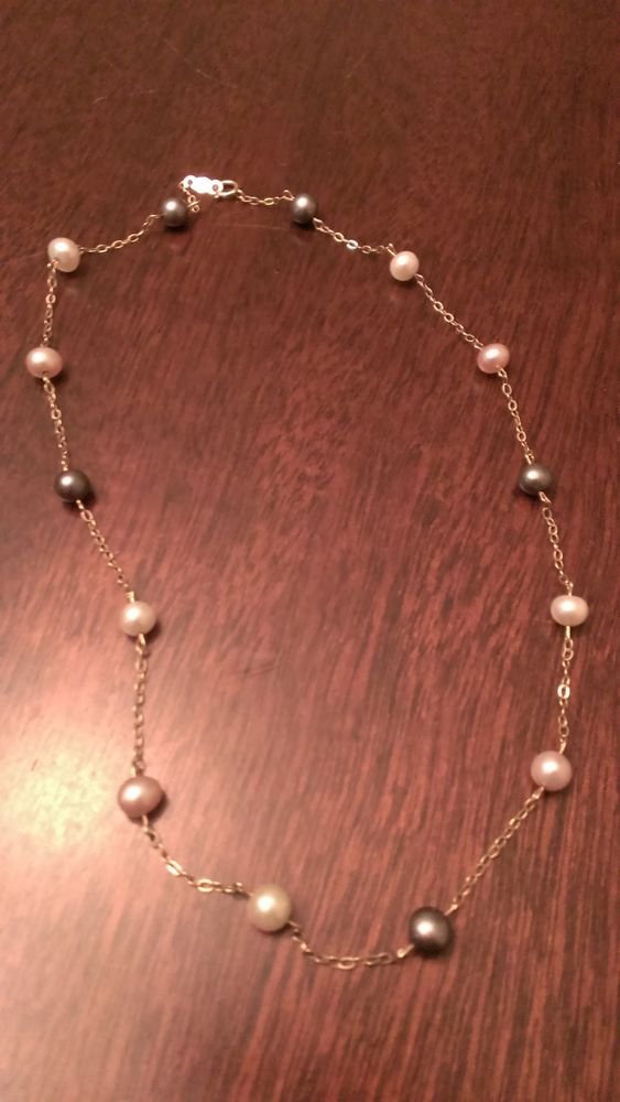 NATURAL PEARL AND 10K GOLD NECKLACE 15"