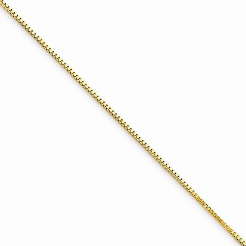 10K YELLOW GOLD THIN BOX LINK NECKLACE PENDANT CHAIN 18" 0.5 mm 0.95 GRAMS