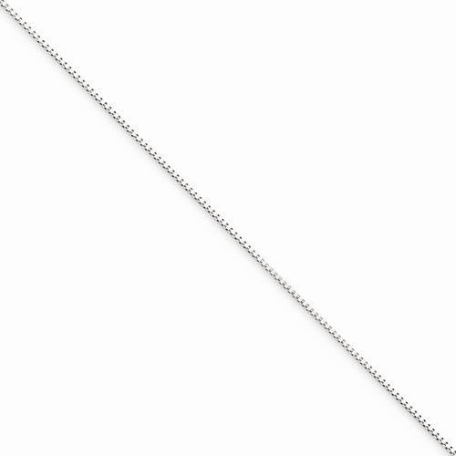 10K WHITE GOLD THIN BOX LINK NECKLACE PENDANT CHAIN 18" 0.5 mm 0.9 GRAMS