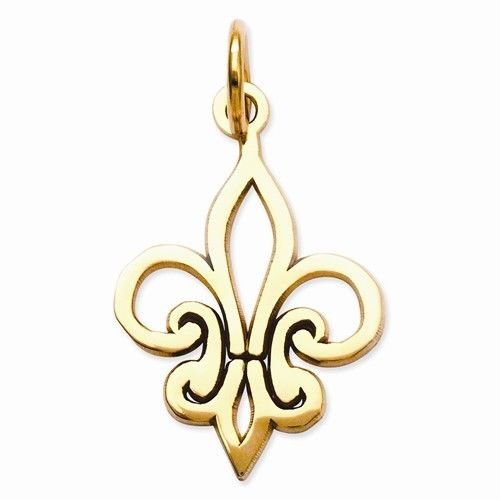 14K YELLOW GOLD FLEUR DE LIS CHARM PENDANT