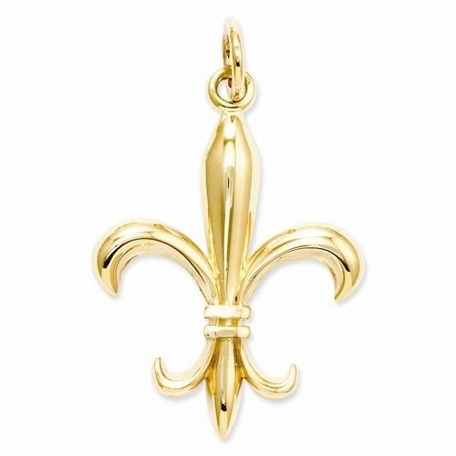 14K YELLOW GOLD POLISHED FLEUR DE LIS CHARM PENDANT
