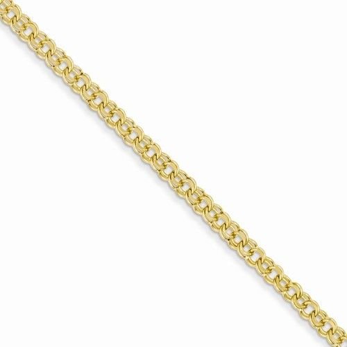 14K SOLID YELLOW GOLD 3.75mm POLISHED DOUBLE LINK CHARM BRACELET 5 GRAMS 7"