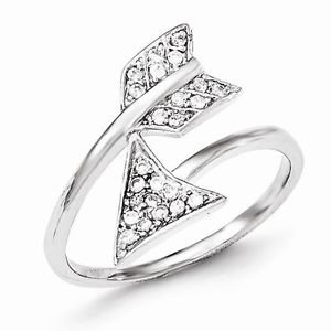 SOLID STERLING SILVER POLISHED ADJUSTABLE CZ ARROW RING