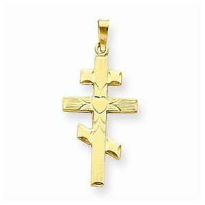 14K YELLOW GOLD EASTERN ORTHODOX CROSS CHARM / PENDANT RELIGIOUS -