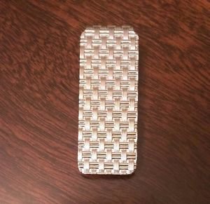 SOLID STERLING SILVER TEXTURED WEAVE DESIGN MONEY CLIP - 9 GRAMS