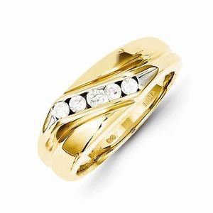 14K YELLOW GOLD 5-STONE 1/3 CT DIAMOND MEN'S RING/BAND - 7.5 GRAMS SIZE 10