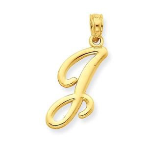 14K SOLID YELLOW GOLD LETTER " J " SCRIPT INITIAL PENDANT CHARM - 1 GRAM