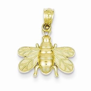 14K YELLOW GOLD SMALL POLISHED BEE PENDANT / CHARM - 0.8 GRAMS