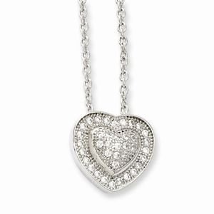 BRILLIANT EMBERS STERLING SILVER & CLEAR CZ HEART NECKLACE - 18"
