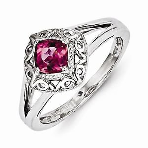 STERLING SILVER POLISHED SCROLL DESIGN 1/2 CT PINK TOURMALINE RING - SIZE 7