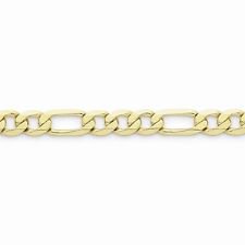 10K SOLID GOLD MEN'S 8.75 MM FIGARO LINK CHAIN BRACELET- 8" 17.2 GRAMS