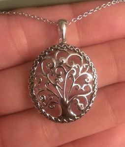 ANTIQUED STERLING SILVER TREE OF LIFE CHARM/PENDANT & NECKLACE - 18"