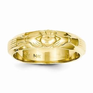 14K YELLOW GOLD MEN'S CLADDAGH CELTIC DESIGN BAND/RING 5.3 GRAMS SIZE 10