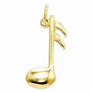 14K YELLOW GOLD POLISHED MUSICAL NOTE CHARM / PENDANT - 0.9 GRAM