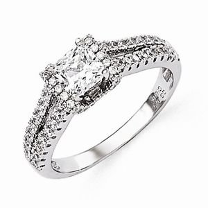 STERLING SILVER BRILLIANT EMBERS PRINCESS CUT SQUARE CZ RING - SIZE 8