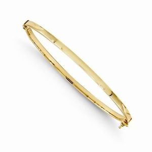 14K YELLOW GOLD POLISHED 3MM HINGED BANGLE BRACELET