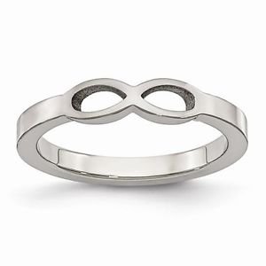 CHISEL BRAND POLISHED STAINLESS STEEL INFINITY SYMBOL RING - SIZE 6
