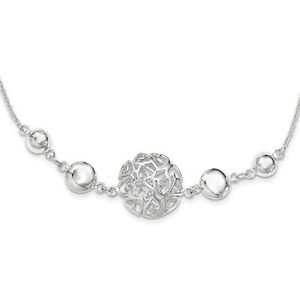 STERLING SILVER POLISHED CONTEMPORARY BEADED NECKLACE- 18"