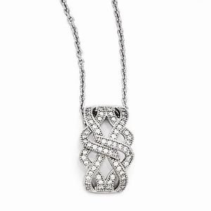 BRILLIANT EMBERS STERLING SILVER & CZ MODERN TWIST PENDANT W/ NECKLACE - 18"
