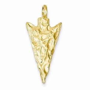 14K YELLOW GOLD TEXTURED ARROW HEAD CHARM / PENDANT - 3.4 GRAMS - 1.2"