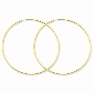 14K YELLOW GOLD POLISHED ENDLESS HOOPS/ HOLLOW HOOP EARRINGS 1.25x45mm 1.8"