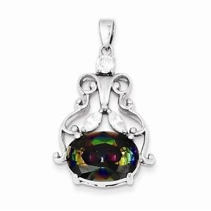 STERLING SILVER MYSTIC AND CLEAR CZ PENDANT CHARM- 6.3 GRAMS