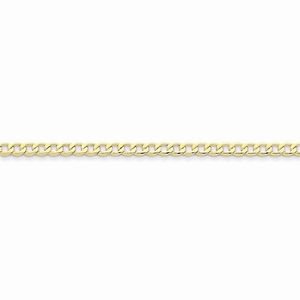 10K YELLOW GOLD SEMI-SOLID CURB LINK CHAIN BRACELET 8" 4.3 mm 2.3 grams
