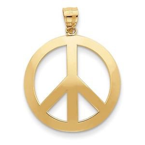 14K YELLOW GOLD POLISHED PEACE SIGN PENDANT- 2.2 GRAMS