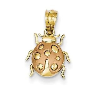 TINY 14K TWO-TONE GOLD LADYBUG CHARM/ PENDANT