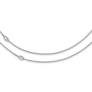 STERLING SILVER POLISHED & TEXTURED 2 CHAIN BEAD NECKLACE - MADE IN ITALY- 18"