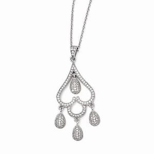 STERLING SILVER BRILLIANT EMBERS CZ HEART WITH TEARDROP NECKLACE - 18"
