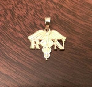 10K SOLID YELLOW GOLD RN / NURSE PENDANT CHARM PENDANT - 0.6 GRAM