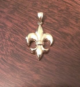 14K YELLOW GOLD MEDIUM FLEUR DE LIS CHARM / PENDANT - 2.3 GRAMS - 1.2"