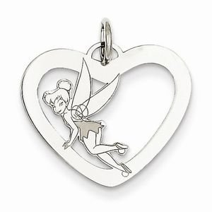 STERLING SILVER DISNEY TINKER BELL HEART CHARM