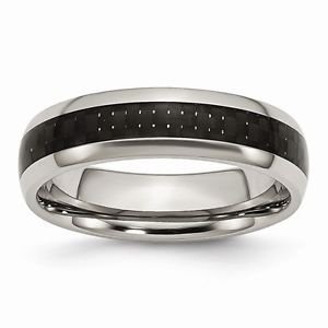 6MM POLISHED TITANIUM BLACK CARBON FIBER BAND/ RING - SIZE 12.5