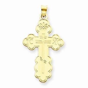 14K SOLID YELLOW GOLD EASTERN ORTHODOX CROSS CHARM / PENDANT- 4.6 GRAMS