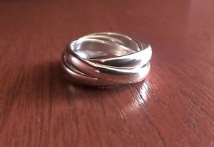 SOLID STERLING SILVER ROLLING BAND RING - CONTEMPORARY- STYLISH- SIZE 7