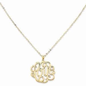 14K YELLOW GOLD MONOGRAM "LOVE" PENDANT/CHARM ON 17" CABLE CHAIN NECKLACE
