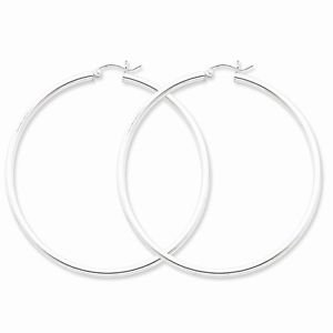 STERLING SILVER HOOP EARRINGS / HOLLOW HOOPS - 2.5mm - 2.4" - 5.6 GRAMS