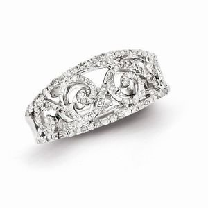 STERLING SILVER .50CT DIAMOND SWIRL RING - SIZE 7