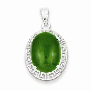 STERLING SILVER SMALL JADE GREEK KEY PENDANT / CHARM - 3.9 GRAMS