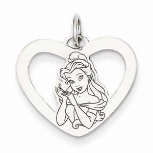 STERLING SILVER DISNEY BELLE HEART CHARM PENDANT