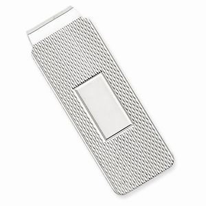 SOLID STERLING SILVER TEXTURED MONEY CLIP - 13.6 GRAMS - MADE IN ITALY