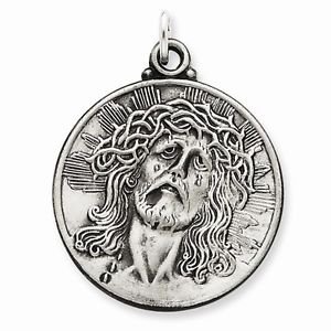 ANTIQUED STERLING SILVER HEAD OF JESUS RELIGIOUS PENDANT CHARM - 8.5 GRAMS