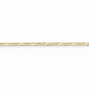 10K SOLID YELLOW GOLD FIGARO LINK CHAIN BRACELET 8" 3 mm 2.5 grams