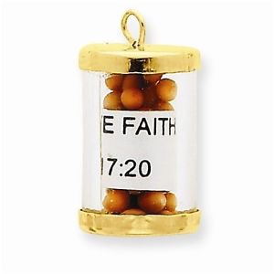 14K GOLD MUSTARD SEED HAVE FAITH MATTHEW 17:20 CHARM PENDANT RELIGIOUS 1.9 GRAMS