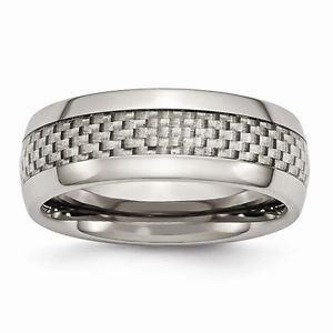 8MM POLISHED TITANIUM GREY CARBON FIBER BAND/ RING - SIZE 10.5