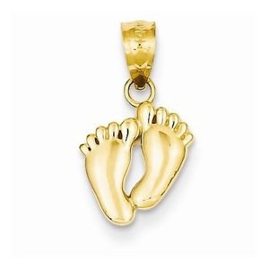 14K YELLOW GOLD SMALL FEET / FOOTPRINTS CHARM / PENDANT RELIGIOUS - 0.3 GRAMS