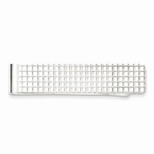 SOLID STERLING SILVER TEXTURED ETCHED GRID STYLE MONEY CLIP - 8 GRAMS